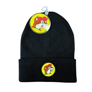 Buc-ee's Knit Cuffed Black Beanie Cap Hat Beaver Logo